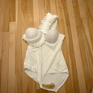 White Ruffled One-Piece Swimsuit